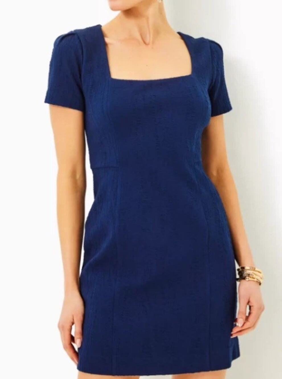 Brand New Lilly Pulitzer Brinley Stretch Dress Navy Jacquard Sz M SOLD OUT!!